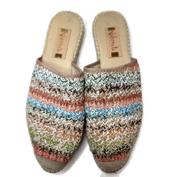vidorreta espadrill mule slip on flats multicolored woven pattern. Size 40 US 10 - Picture 6 of 11